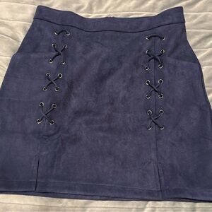 Elegant Navy Blue Skirt with Lace-Up Detail